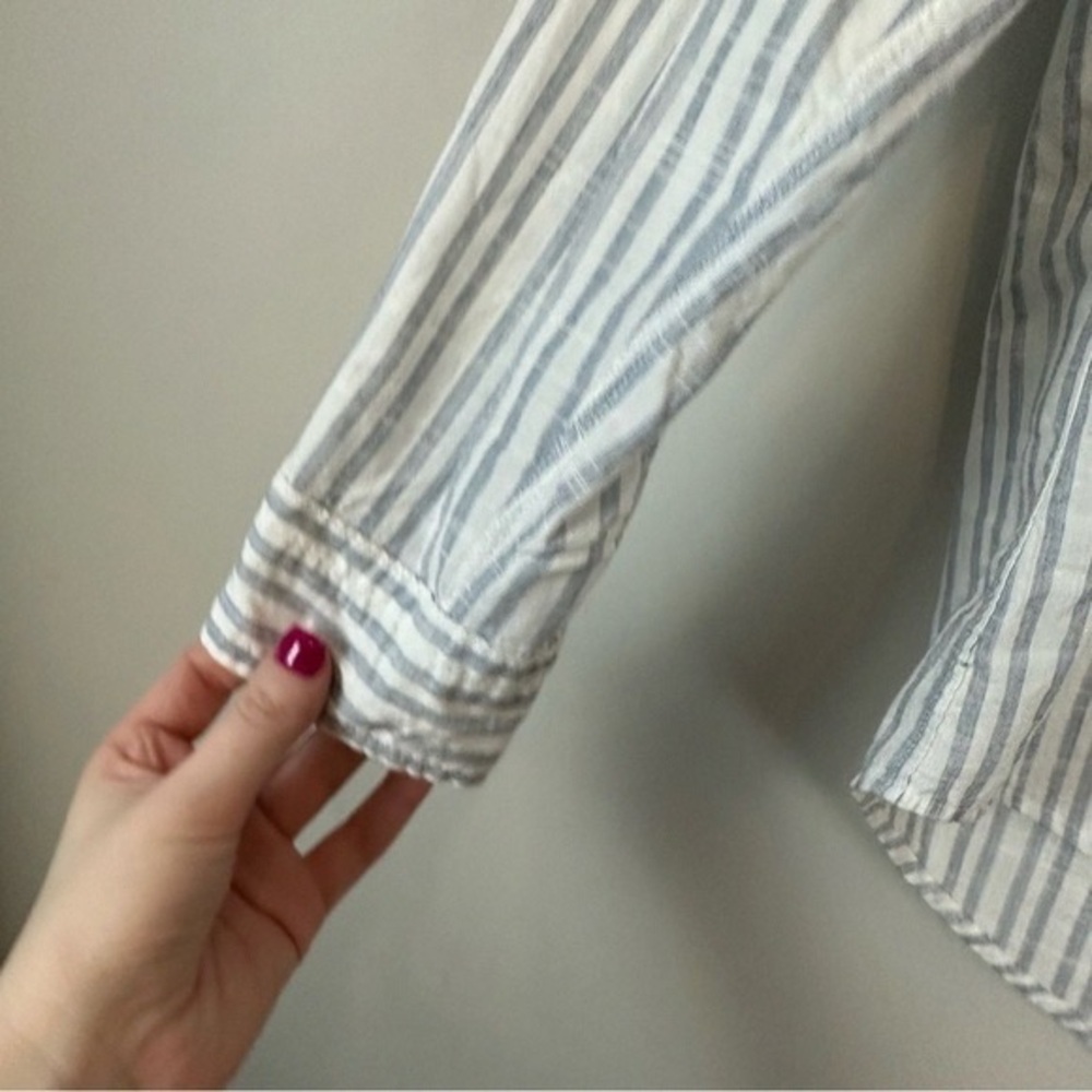 Gray Striped Button-Up Shirt - image 4